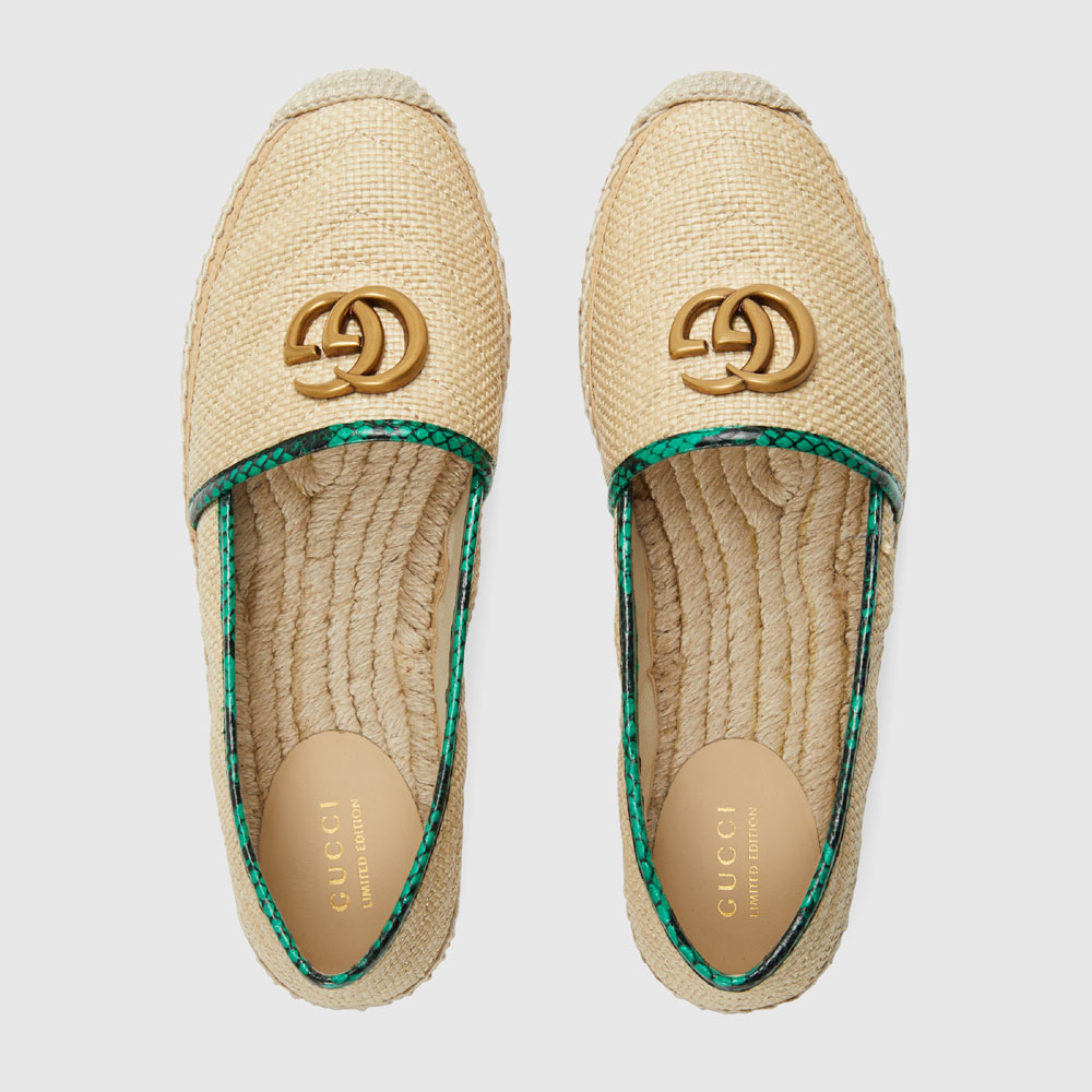 Gucci Online Exclusive chevron raffia espadrille 578547 GZ630 9593: Image 3