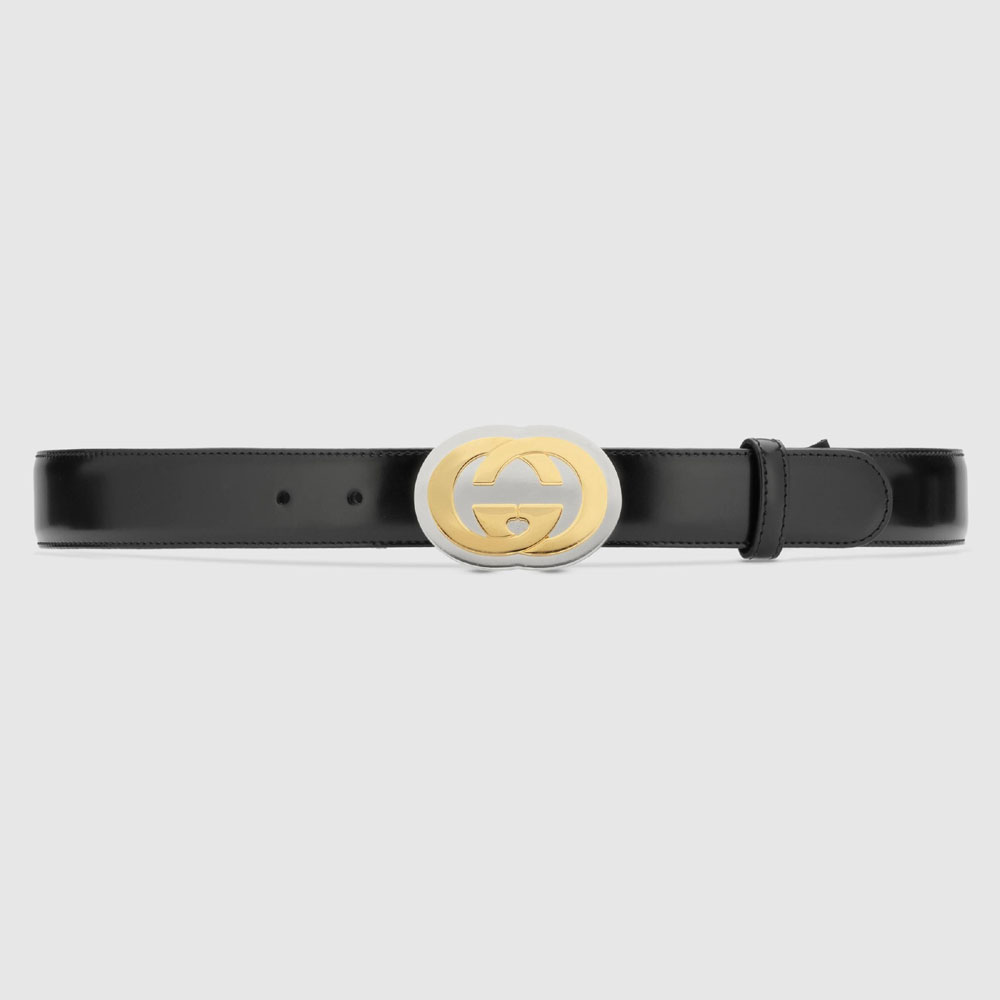 Gucci Leather belt with Interlocking G buckle 598092 DT90X 1000: Image 1