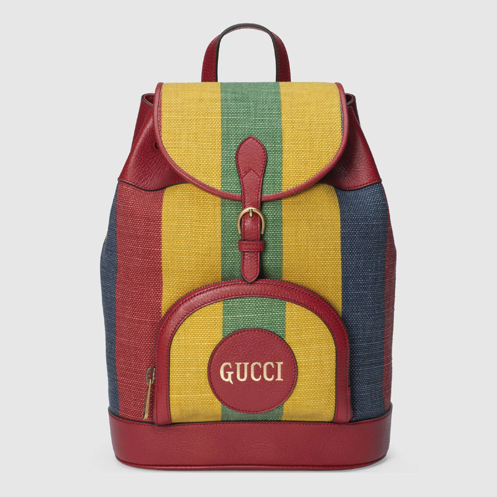 Gucci Baiadera stripe canvas backpack 625909 2CSAT 8946: Image 1