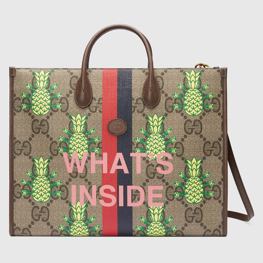 Gucci Pineapple GG Supreme medium tote 659980 URRAT 8569: Image 1