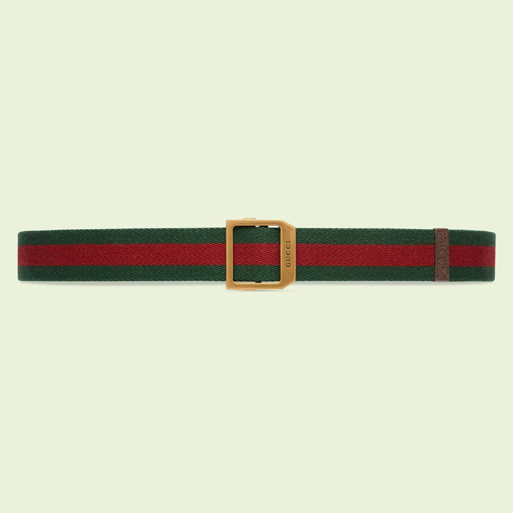 Gucci Web belt with rectangular buckle 700339 HE2VT 8742: Image 1