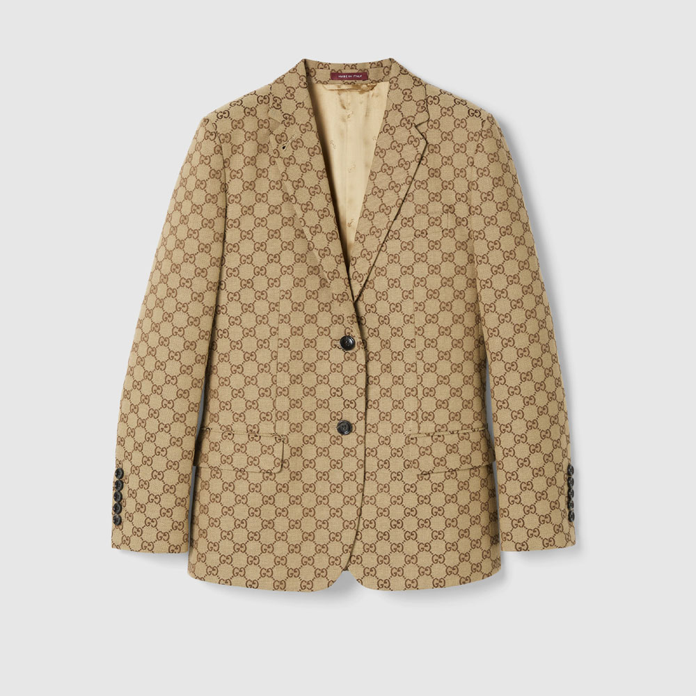 Gucci GG Canvas Jacket In Camel And Ebony 785972 ZAF4S 2190: Image 1