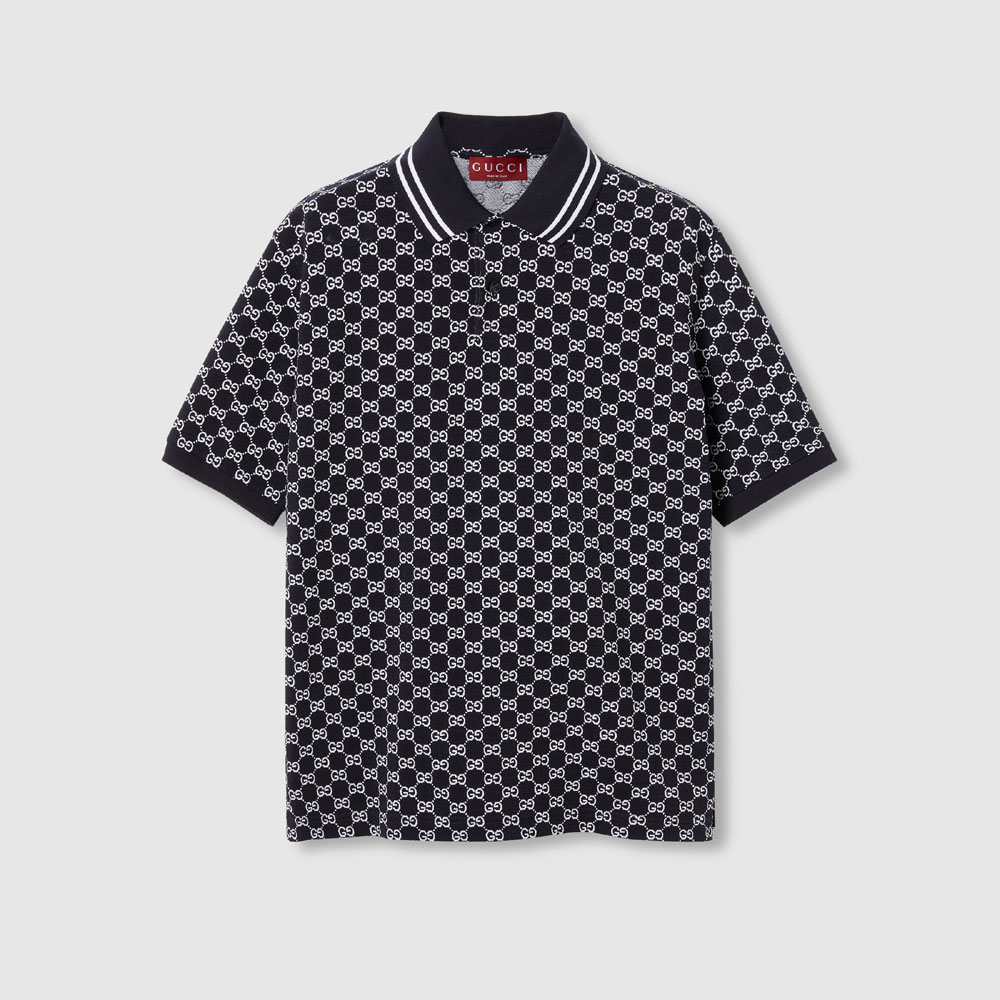 Gucci GG Cotton Piquet Jacquard Polo Shirt 788024 XJG5N 4137: Image 1