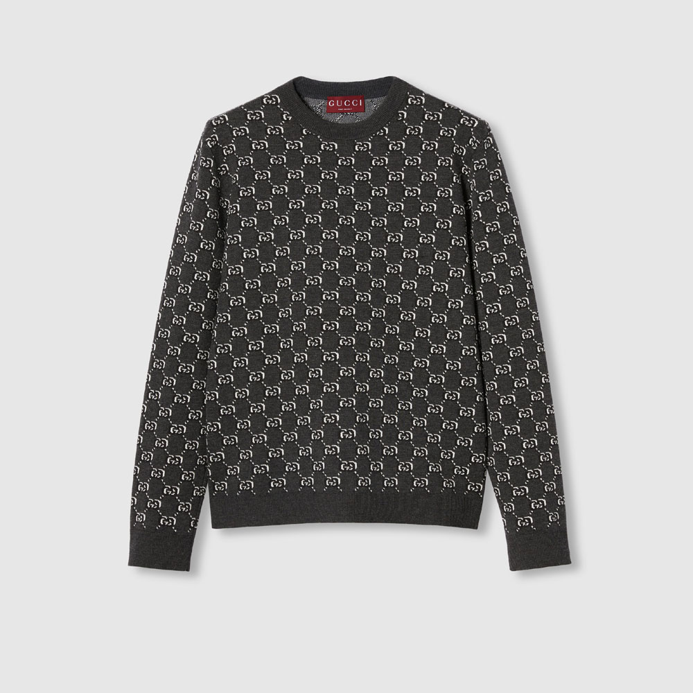 Gucci Wool Jacquard Sweater With GG Shadow 794503 XKEAP 1150: Image 1