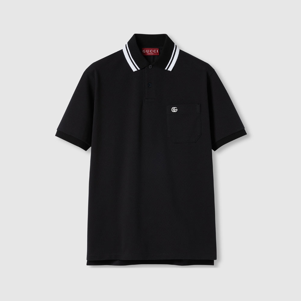 Gucci Cotton Polo Shirt In Black 795174 XJG16 1000: Image 1