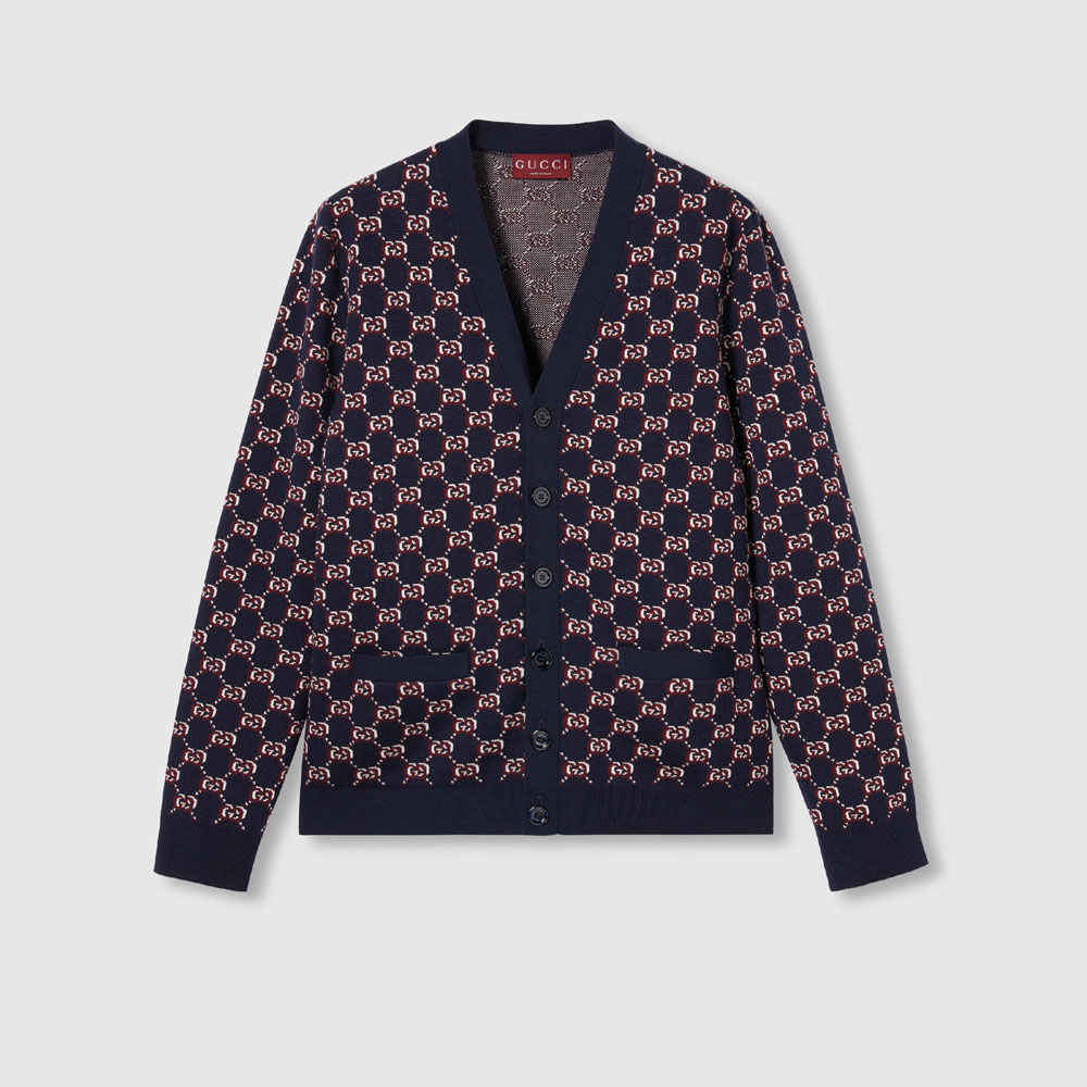 Gucci Wool Jacquard Cardigan With GG Shadow 801705 XKEAP 4116: Image 1