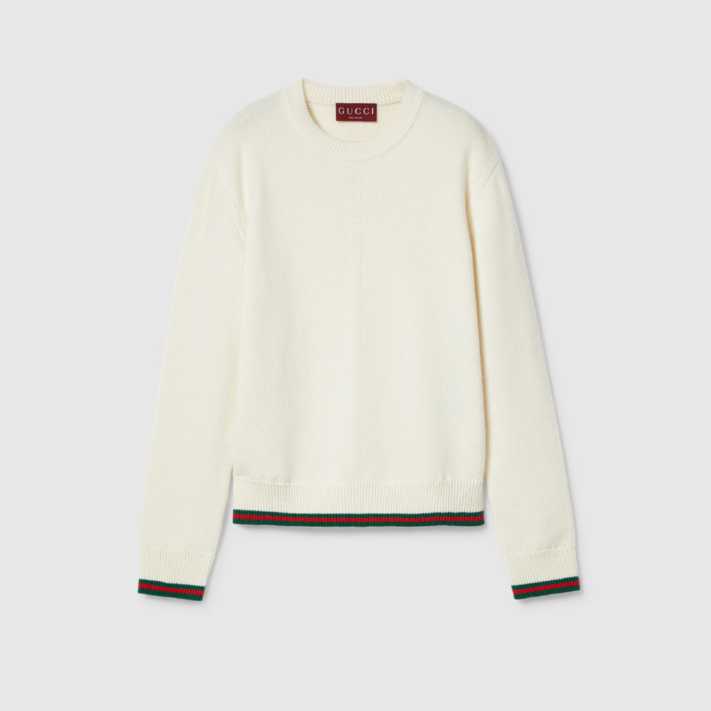 Gucci Wool And Cashmere Sweater With Web 813843 XKEI2 9257: Image 1