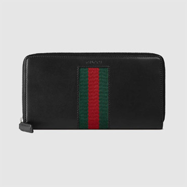 Gucci Web leather zip around wallet 408831 CVL1N 1060