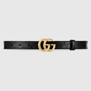 Gucci GG Marmont caimn belt with shiny buckle 409417 E7I0O 1000