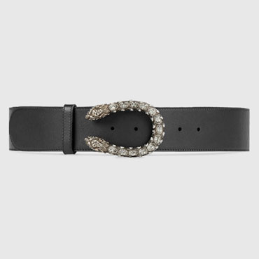 Gucci Leather belt with tiger head buckle 435813 AP0IN 8176