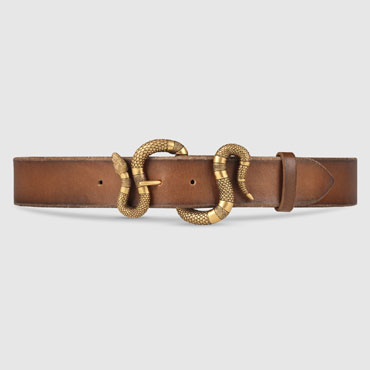 Gucci Leather belt with snake buckle 458935 CVE0T 2535