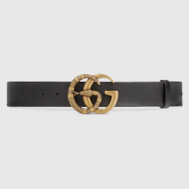 Gucci Leather belt with Double G buckle with snake 458949 CVE0T 1000