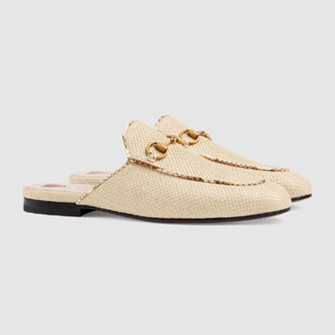 Gucci Womens Princetown raffia slipper 475094 GZ610 9590