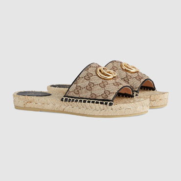 Gucci Womens GG matelasse canvas espadrille sandal 620120 KQWM0 9765