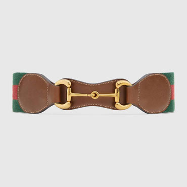 Gucci Web belt with leather and Horsebit 625854 1NSAG 2364