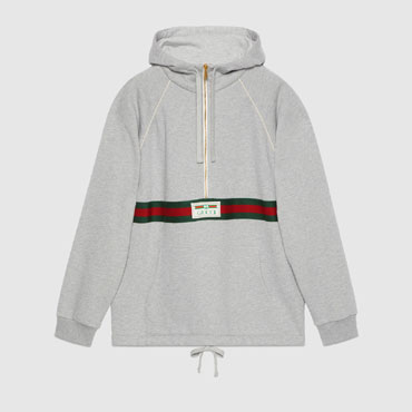 Gucci Cotton Jersey Sweatshirt With Web In Grey 645320 XJF63 1148