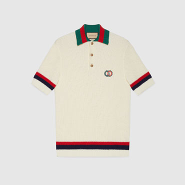 Gucci Knit Cotton Polo T-shirt With Web 739954 XKC9O 9275