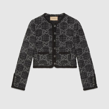 Gucci GG Tweed Jacket In Dark Grey And Grey 761164 ZAPA4 1158