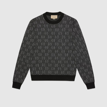 Gucci GG Wool Jacquard Sweater In Grey 761549 XKDK5 1230