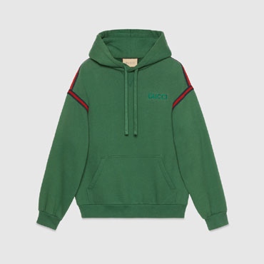 Gucci Cotton Jersey Hooded Sweatshirt In Green 768444 XJF3U 3754