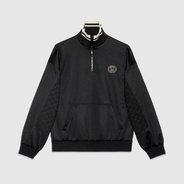 Gucci Technical Jersey Half Zip Jacket In Black 768614 XJF4A 1043