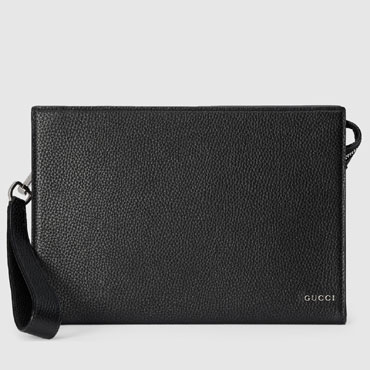 Pouch With Gucci Logo In Black Leather 771155 AABXM 1000