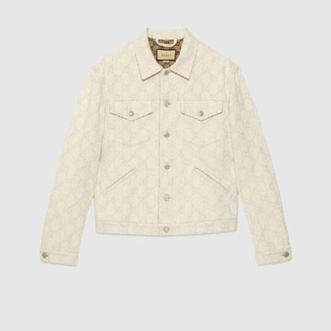 Gucci GG Cotton Jacquard Jacket In Ivory 771329 XDCS6 9161