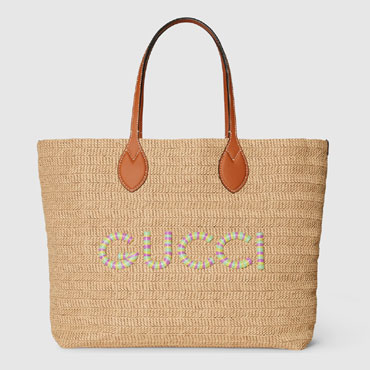 Gucci Medium straw-effect tote 779666 FAC42 9561