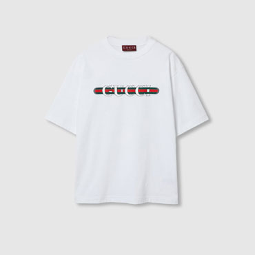 Gucci Printed Cotton Jersey T-shirt In White 784361 XJGKB 9074