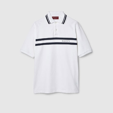 Cotton Polo Shirt With Gucci Print 788016 XJGJX 9081