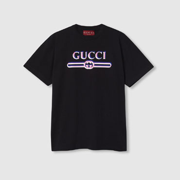 Gucci Printed Cotton Jersey T-shirt In Black 788093 XJG1J 1152