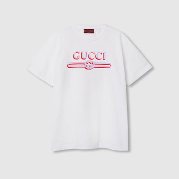 Gucci Printed Cotton Jersey T-shirt In White 788093 XJG1J 9082