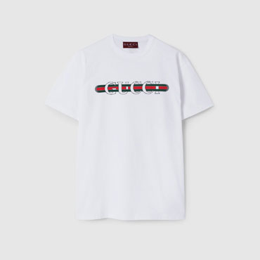 Gucci Printed Cotton Jersey T-shirt In White 788093 XJGL6 9074