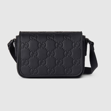 Gucci GG Rubber-effect Super Mini Bag In Black 794062 AAC0G 1000