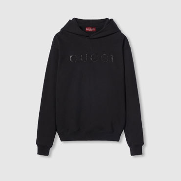 Gucci Cotton Jersey Hooded Sweatshirt In Black 795557 XJGVF 1043