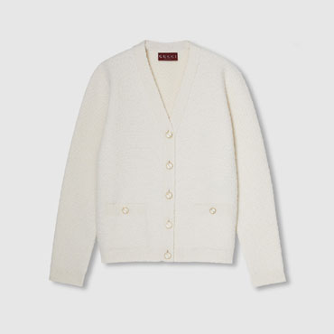 Gucci Wool Boucle Cardigan In Ivory 797888 XKD8E 9200