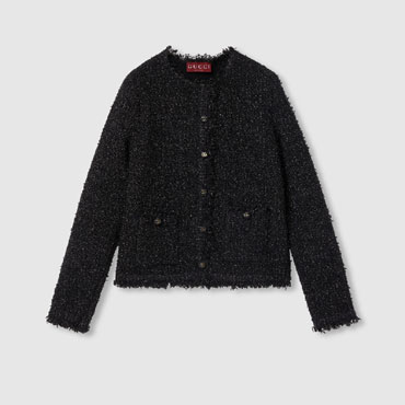 Gucci Lame Woven Cardigan In Black 805925 XKEJ3 1000