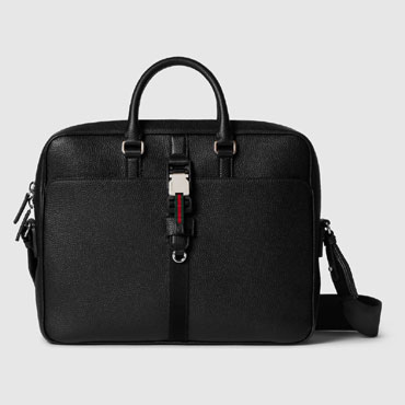 Gucci Medium Briefcase With Web In Black 816757 AAEF6 1042