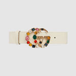 Gucci Leather belt with crystal Double G 513183 AP0IT 9668