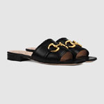 Gucci Womens leather slide sandal with Horsebit 623111 1RH00 1000