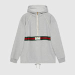 Gucci Cotton Jersey Sweatshirt With Web In Grey 645320 XJF63 1148