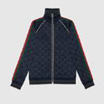 Gucci GG Jersey Cotton Jacket In Dark Blue And Grey 695955 XJF41 4544