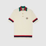 Gucci Knit Cotton Polo T-shirt With Web 739954 XKC9O 9275