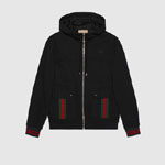 Gucci Cotton Jersey Hooded Jacket With Web In Black 752187 XJFQV 1043