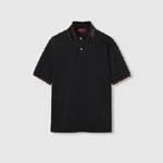 Gucci Cotton Piquet Polo Shirt With Web In Black 784422 XJGJW 1043