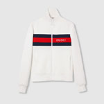 Gucci Neoprene Zipped Jacket With Web In White 787872 XJGJZ 9971