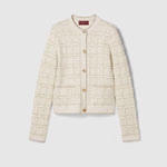 Gucci Wool And Lame Check Jacquard Cardigan 805754 XKEDI 9237