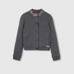 Gucci Padded Rib Wool Cardigan In Dark Grey 807741 XKEFH 1189