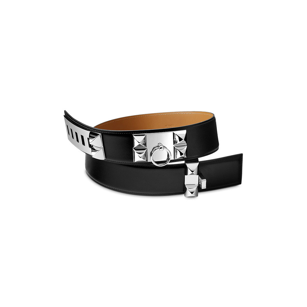 Hermes Collier de Chien belt in box calfskin Silver palladium hardware H000655CK89: Image 1