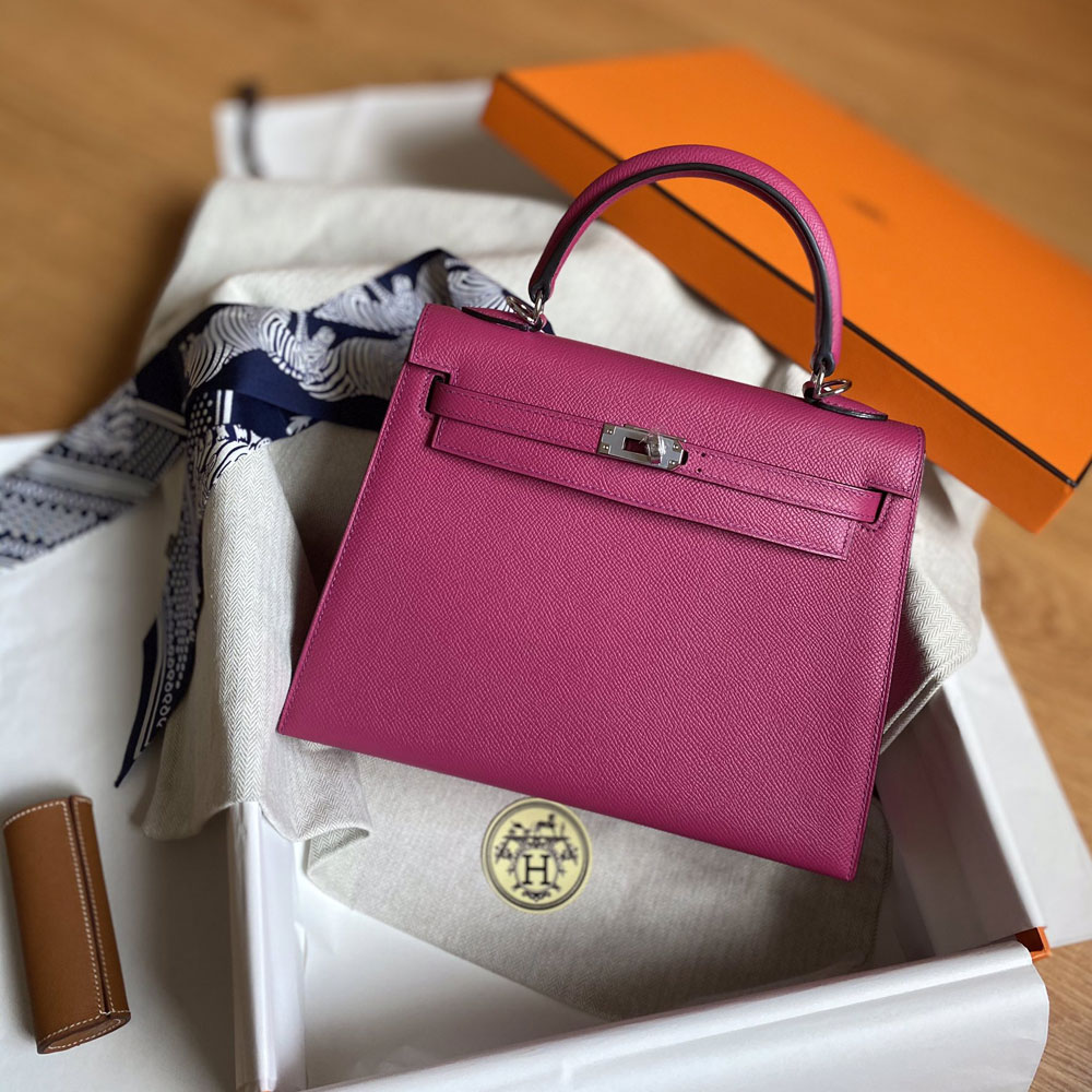 Hermes 25cm Kelly Sellier in Rose Epsom Palladium: Image 1